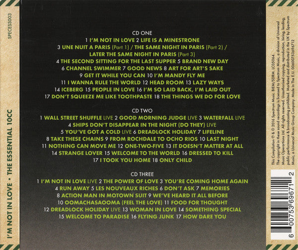 10cc I'm Not In Love The Essential Best Of New Sealed 3 CD