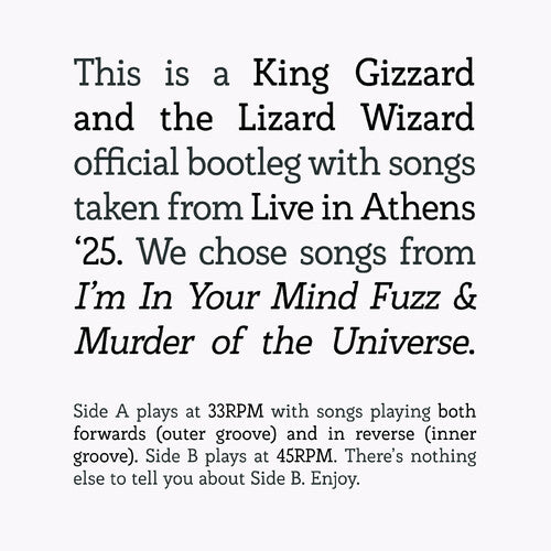 King Gizzard SONGS FROM IIYMF & MOTU LIVE IN ATHENS '25 New Sealed Vinyl LP