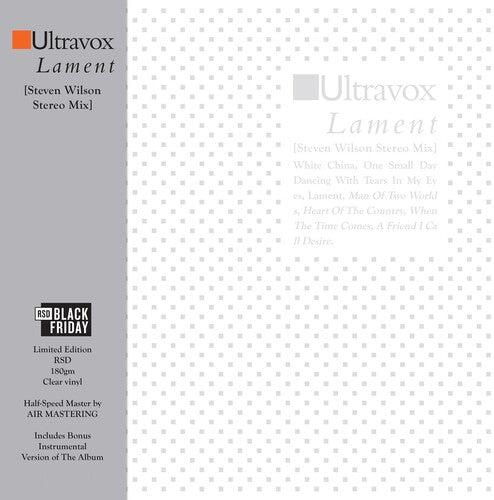 Ultravox LAMENT - STEVEN WILSON STEREO MIX RSDBF24 New Clear Vinyl 2 LP