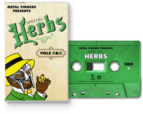 MF Doom METAL FINGERS PRESENTS: SPECIAL HERBS VOL. 9 & 0 New Green Cassette Tape