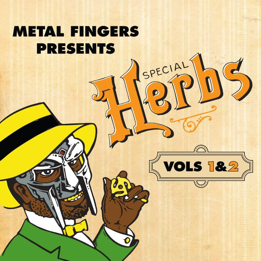 MF Doom METAL FINGERS PRESENTS: SPECIAL HERBS VOL 1 & 2 New Mustard Colored Vinyl 2 LP