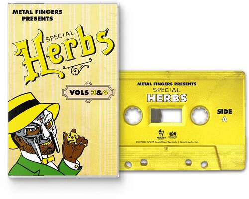 MF Doom METAL FINGERS PRESENTS: SPECIAL HERBS VOL. 3 & 4 New Lemon Yellow Colored Cassette Tape