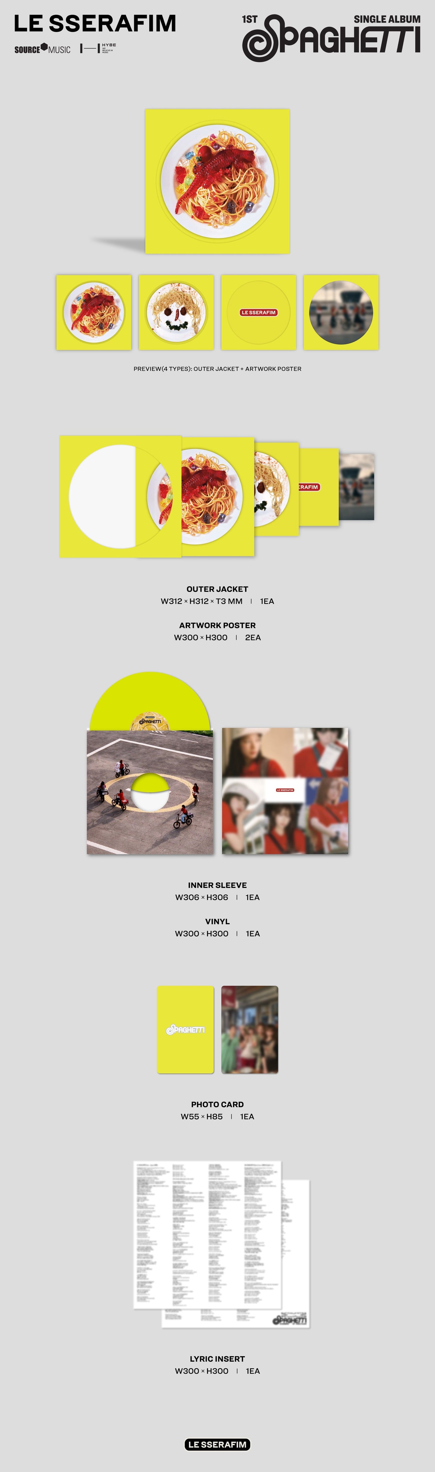 Le Sserafim SPAGHETTI (NEON YELLOW) New Limited Edition Colored Vinyl 12"