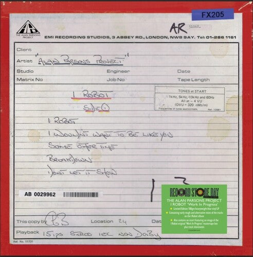 Alan Parsons Project I ROBOT (WORK IN PROGRESS) RSD 2025 New Colored Vinyl LP